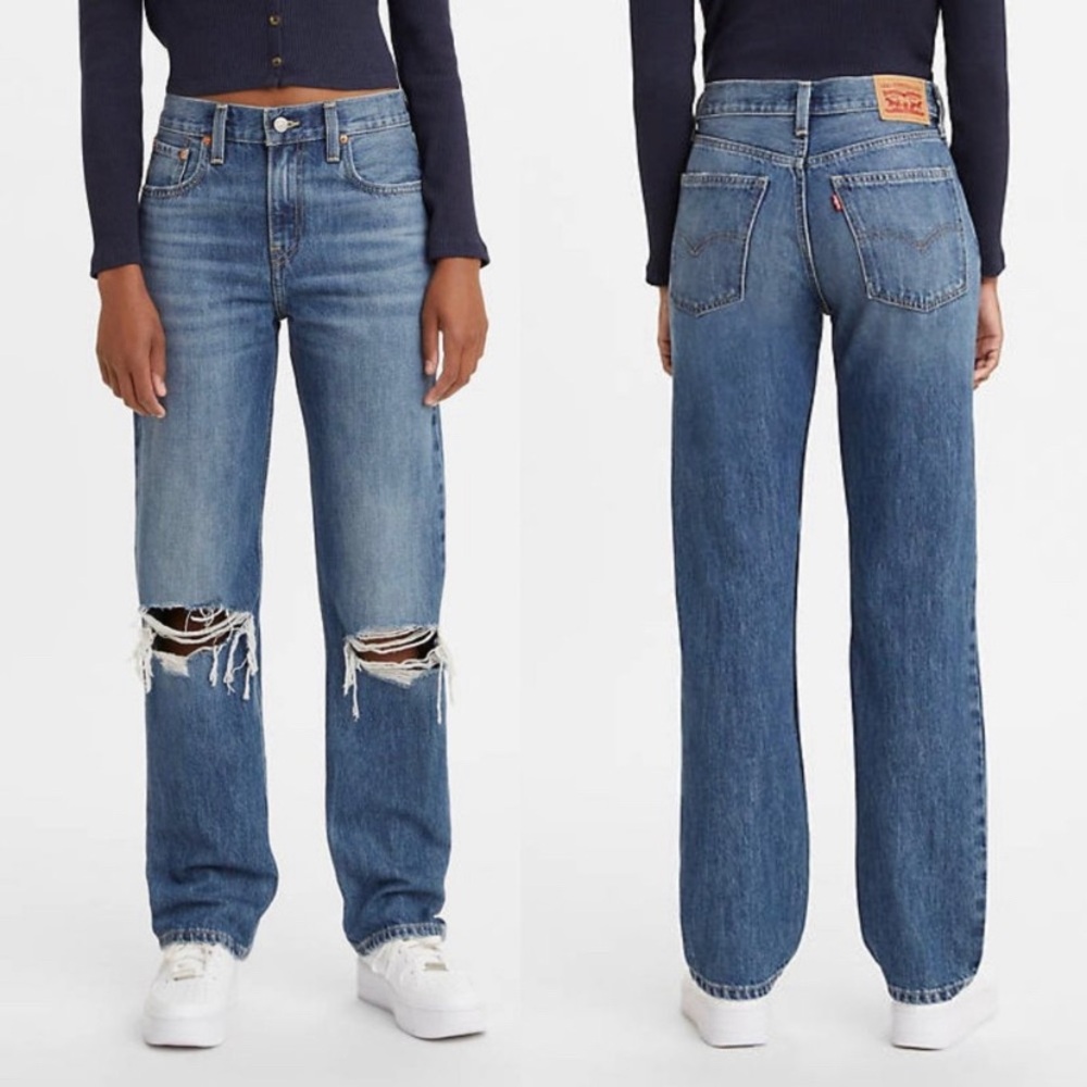 Levi’s Low Pro Straight Ripped Knee Rigid Denim Jean Breathe Out Blue 30